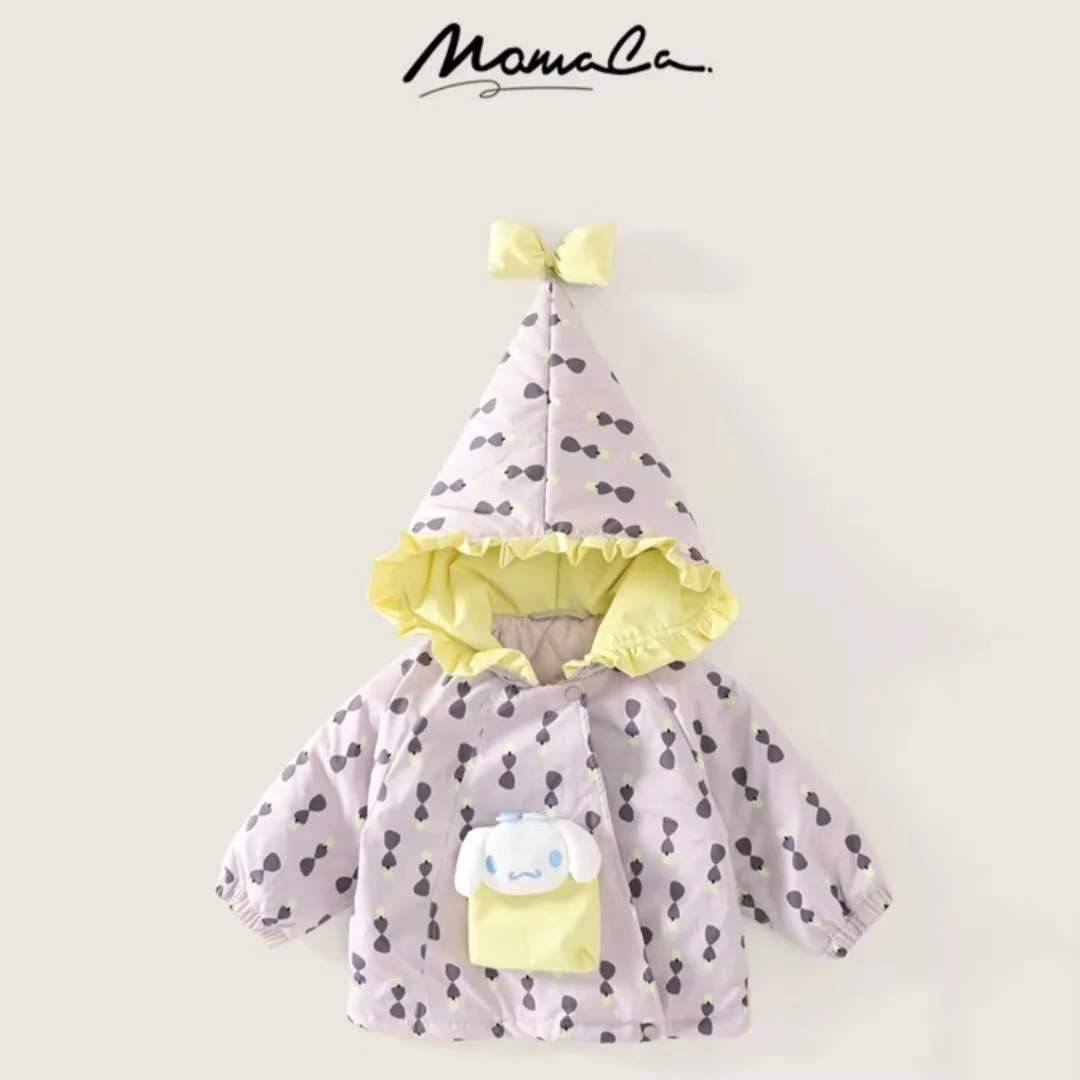 MOMOCO冬季新款女童时尚甜美满印连帽外套75840101002