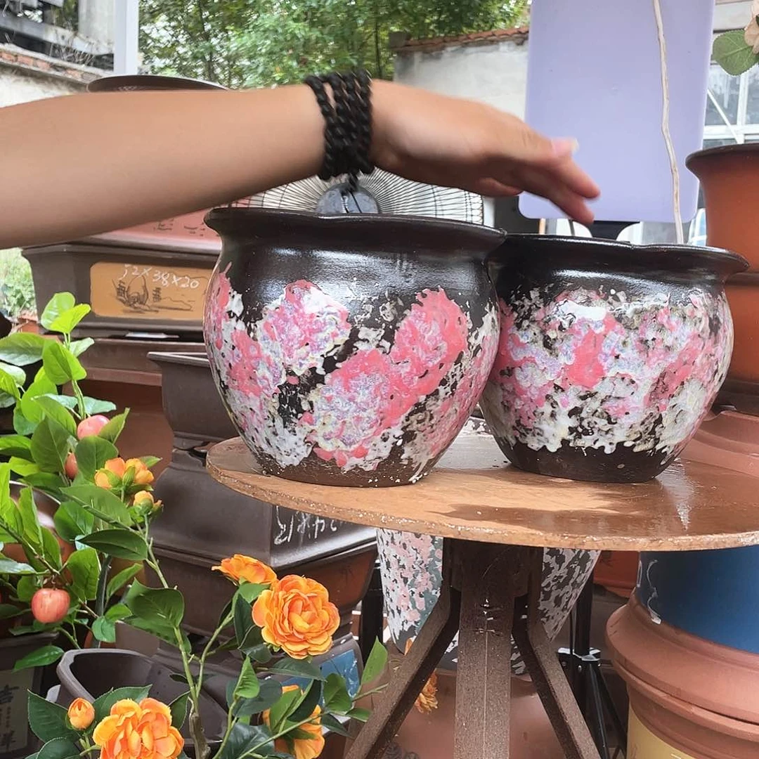 刘侘寂风两个花盆紫砂花盆紫砂