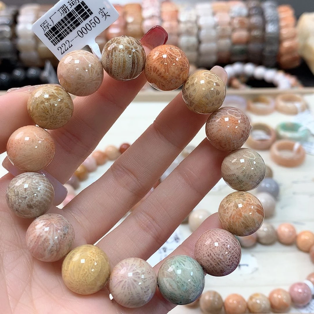 硅化珊瑚（珊瑚玉）手链未镶嵌清****洛155