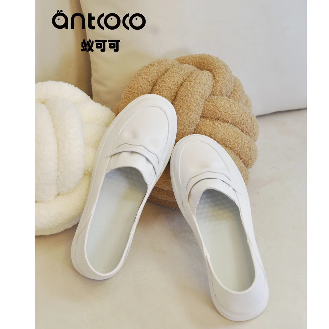 2025新款夏日全真皮小白鞋 一脚蹬平底休闲单鞋 潮流时尚百搭