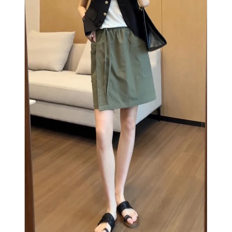 半身裙2025年夏季新款爆款工装短裙女士显瘦时尚松紧腰直筒裤裙
