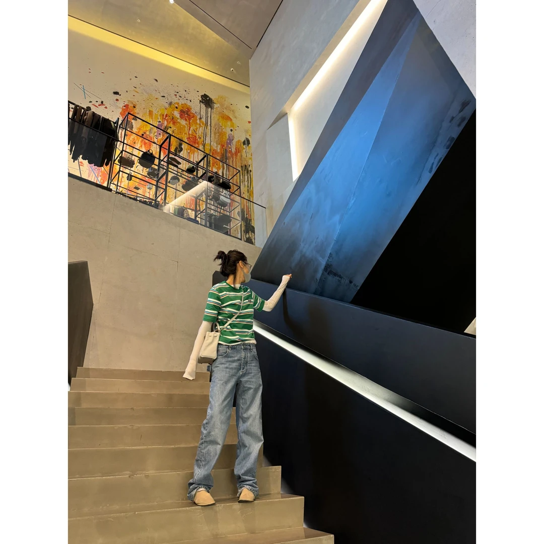 【FELOCCA】撞色条纹圆领短袖T恤时尚宽松上衣25STX243