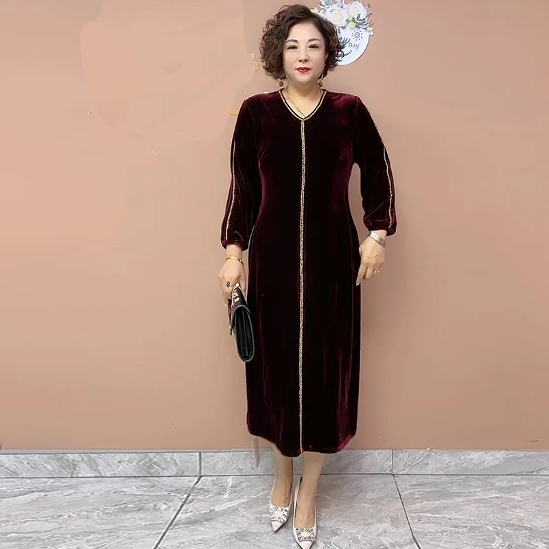 中老年妈妈时尚爆款显瘦旗袍裙贵夫人优雅连衣裙胖妈妈拼接裙子潮