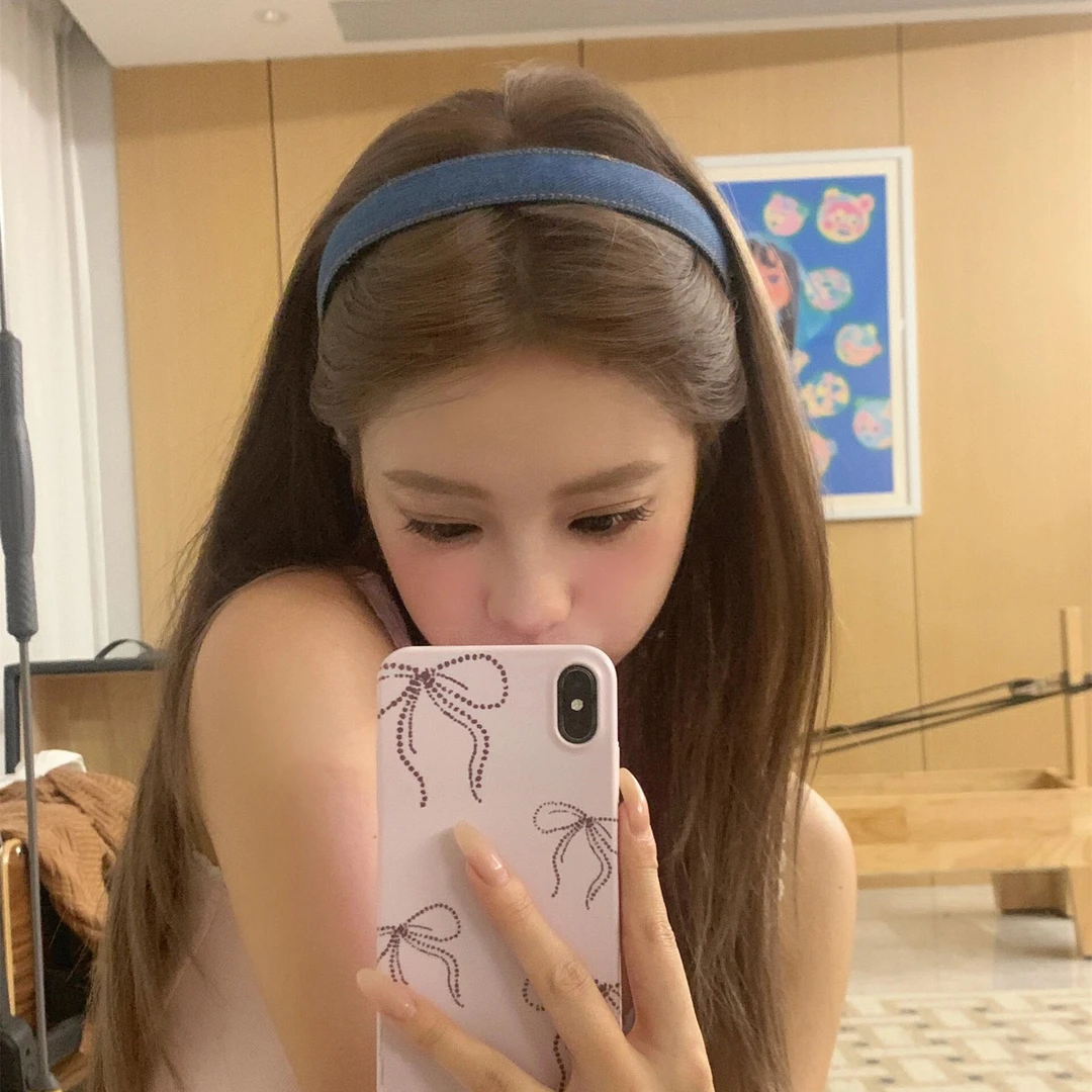 复古牛仔蓝发箍女压发甜酷风辣妹头箍ins风宽边洗脸发卡简约发饰