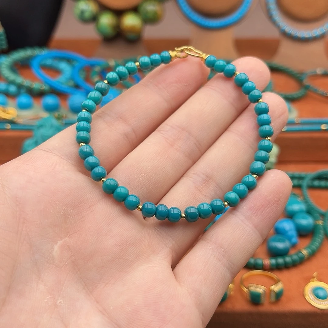 绿松石18K金镶嵌珠宝奇石