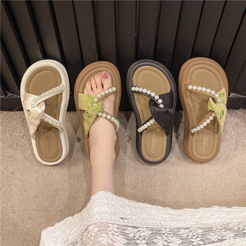 厚软底仙女风拖鞋女外穿2025年夏季新款时尚珍珠松糕凉拖鞋女潮鞋