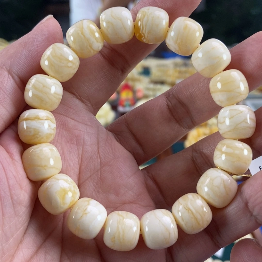 琥珀未镶嵌珠宝奇石13虎皮纹同料串24.5