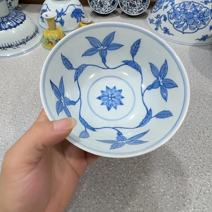 @***明摆件陶瓷纯手工青花碗