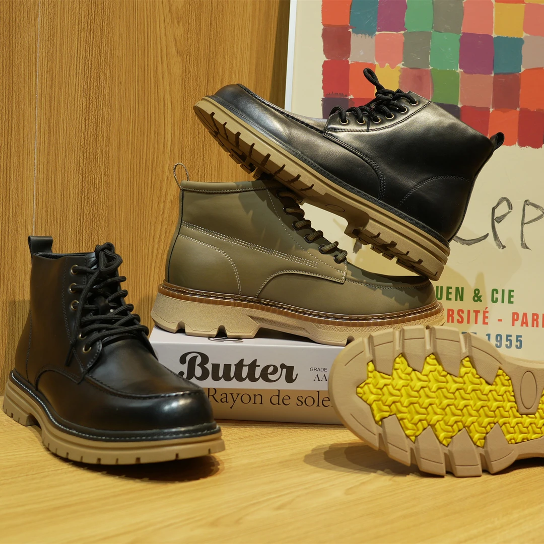 秋冬男士加绒保暖英伦风休闲皮靴中筒厚底高帮马丁靴3Y013/3Y015