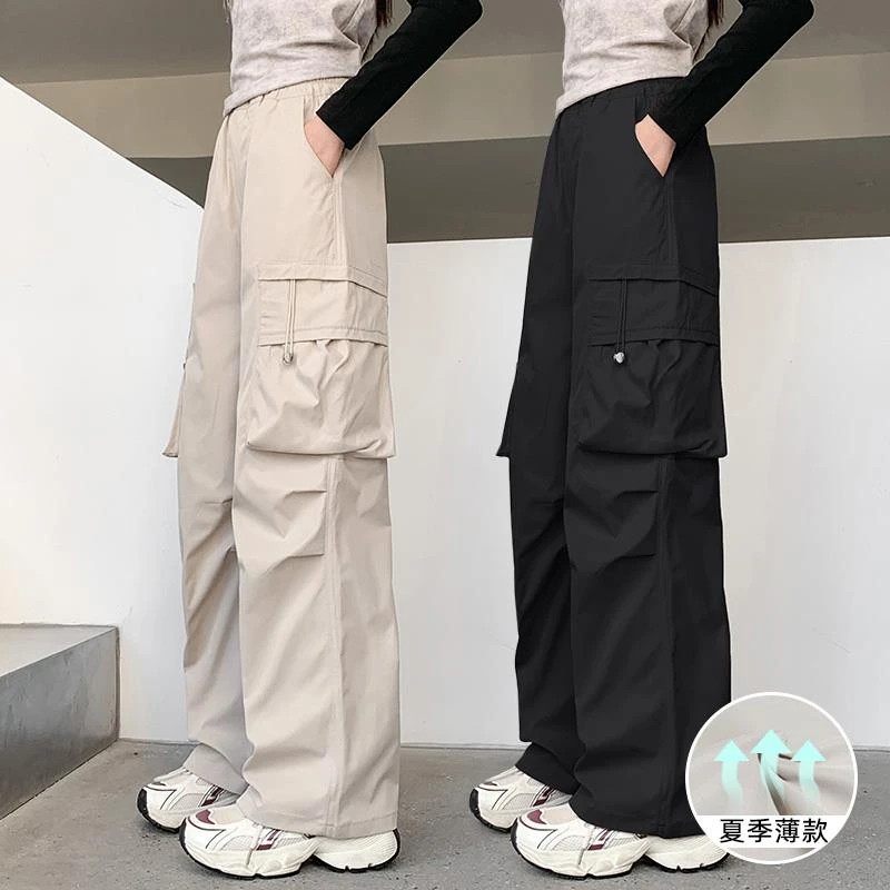 女童直筒工装裤夏季薄2025新款儿童长裤女大童洋气青少年休闲裤子