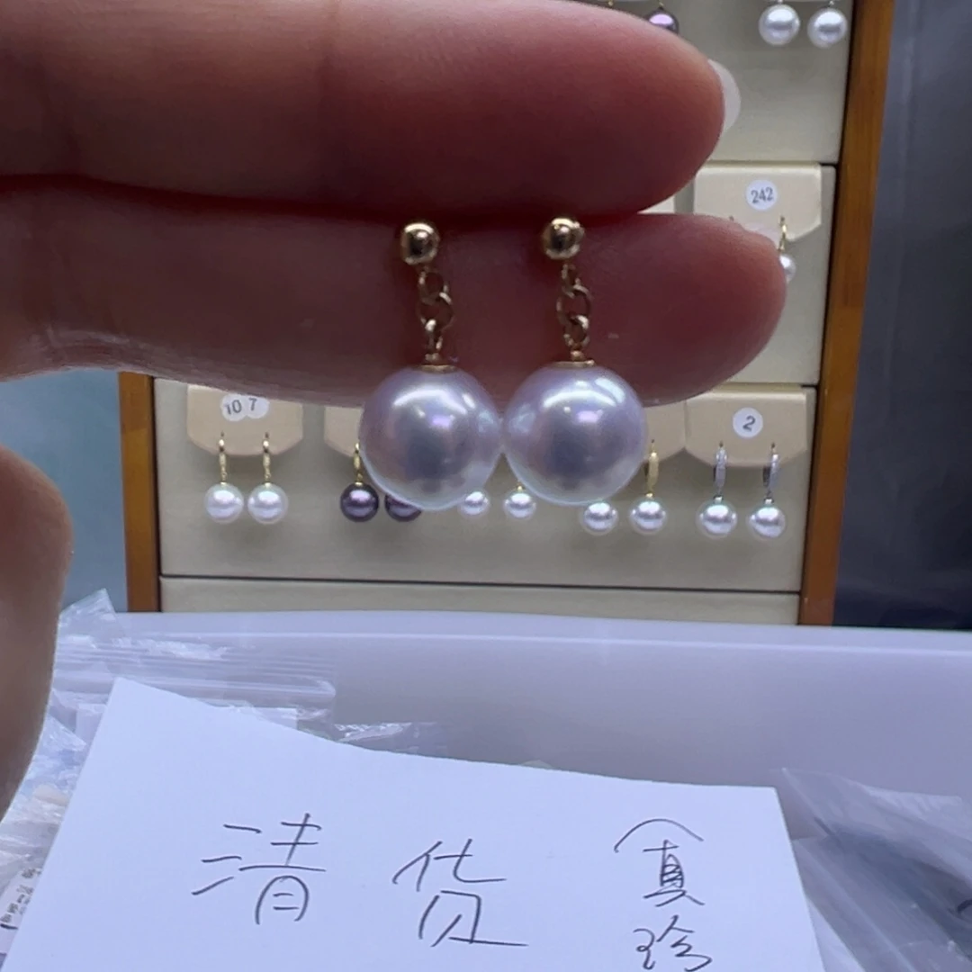 银S925镶嵌淡水珍珠耳饰