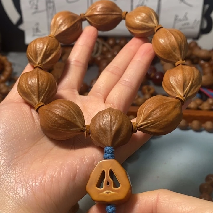 橄榄核手串2342精品4花老树王蒜头铁核9+1颗