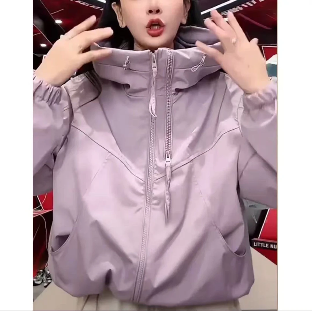 官图  2025春秋新款韩版连帽冲锋衣外套女高级感百搭气质洋气上衣