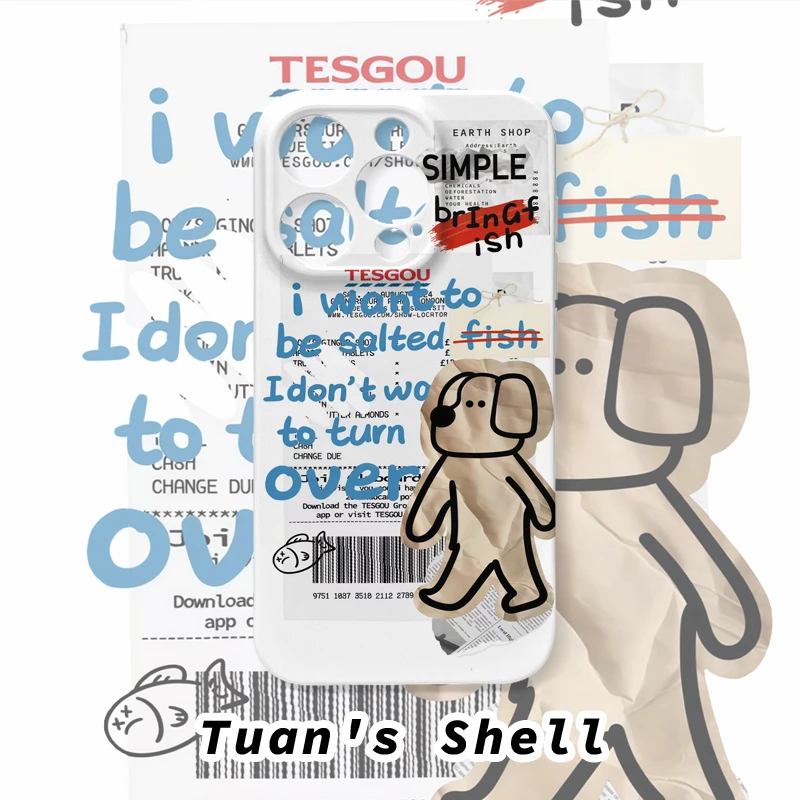 标签线条小狗菲林软壳适用苹果VIVO华为OPPO小米荣耀一加手机壳