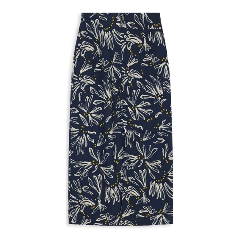 夏季显高显瘦后开叉大花松紧腰半身裙长裙复古碎花