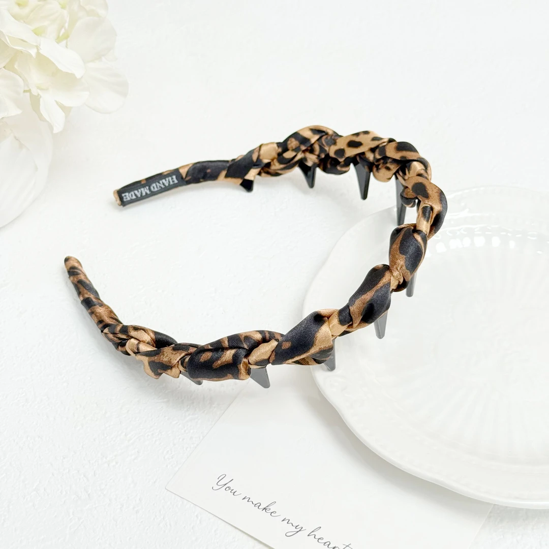 BAOSHATI/宝莎缇F-1165韩版手工缠绕豹纹发箍