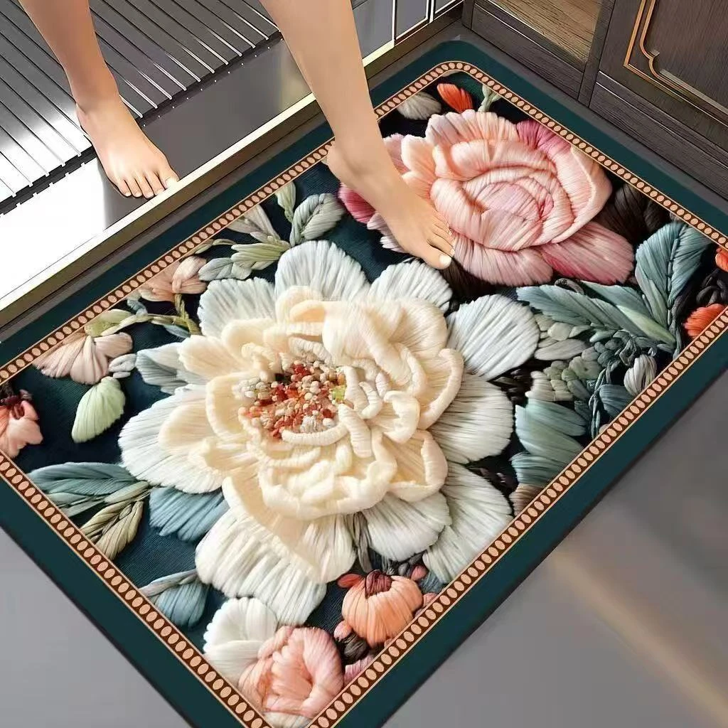 L421-【60*90】硅藻泥入户门里门外垫喜庆玄关防滑免洗地毯地垫