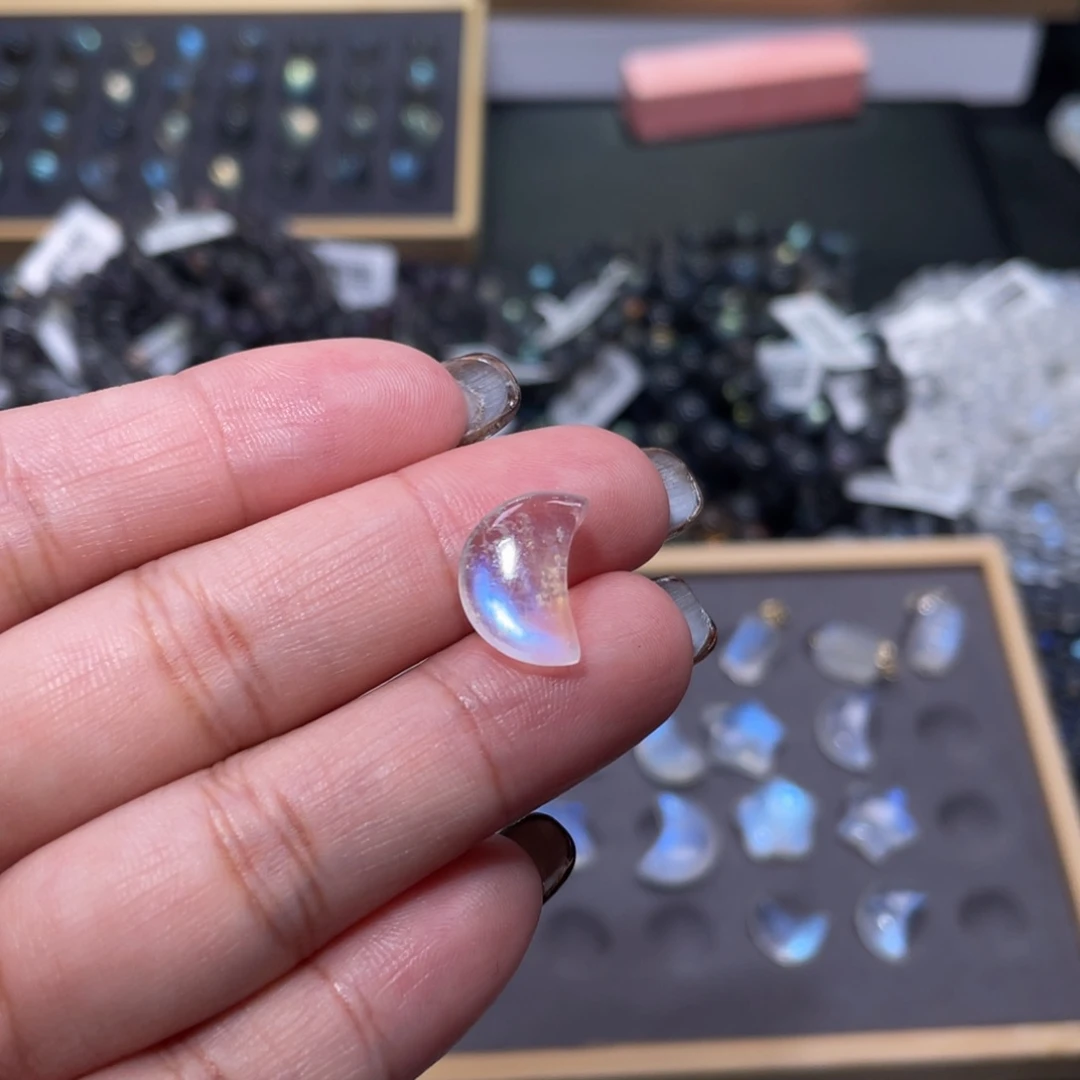 月光石颈饰未镶嵌我****憨蓝月光月亮➕提溜扣