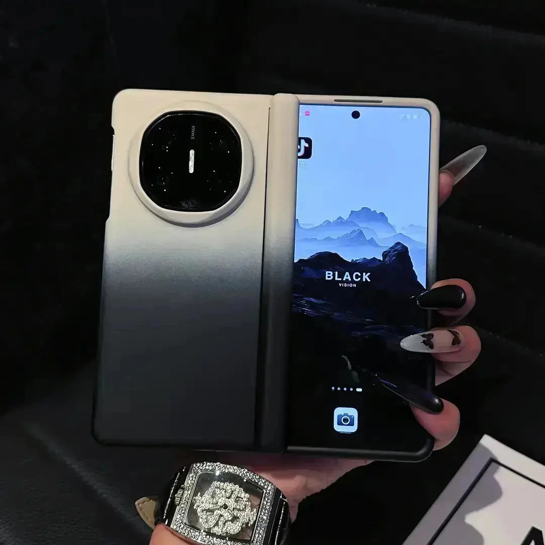 适用华为MateX6磨砂肤感荣耀V5折叠X3全包中轴X5高品质渐变手机壳