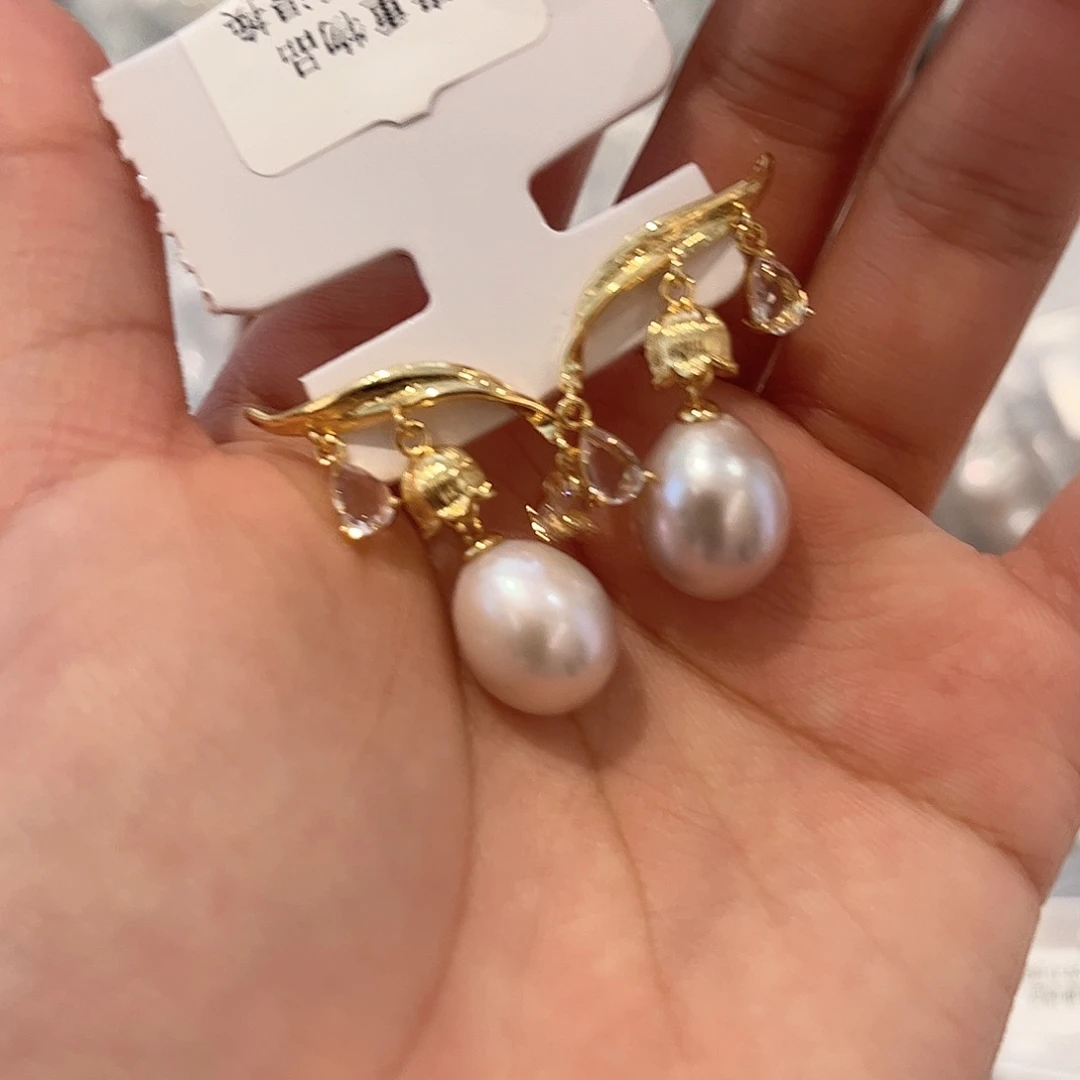 合金淡水珍珠耳饰