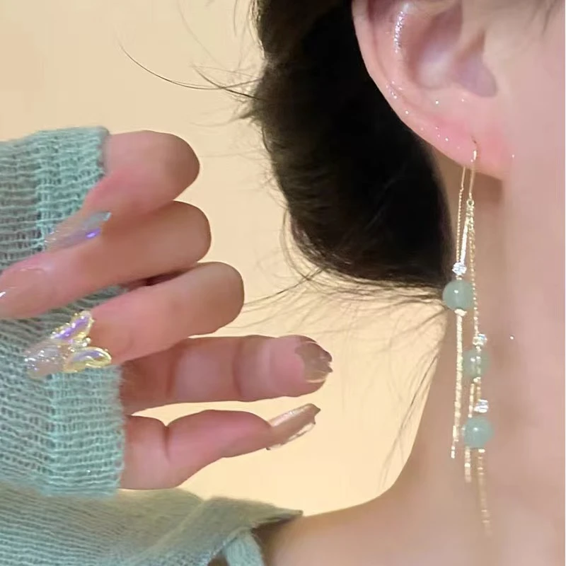 铜合金耳饰 羡然电镀工艺新中式国风长款流苏温柔气质耳环565