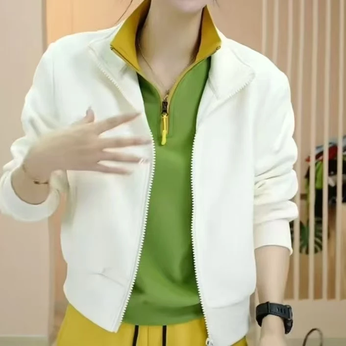新款短外套女立领拉链纯色韩版外套女上衣