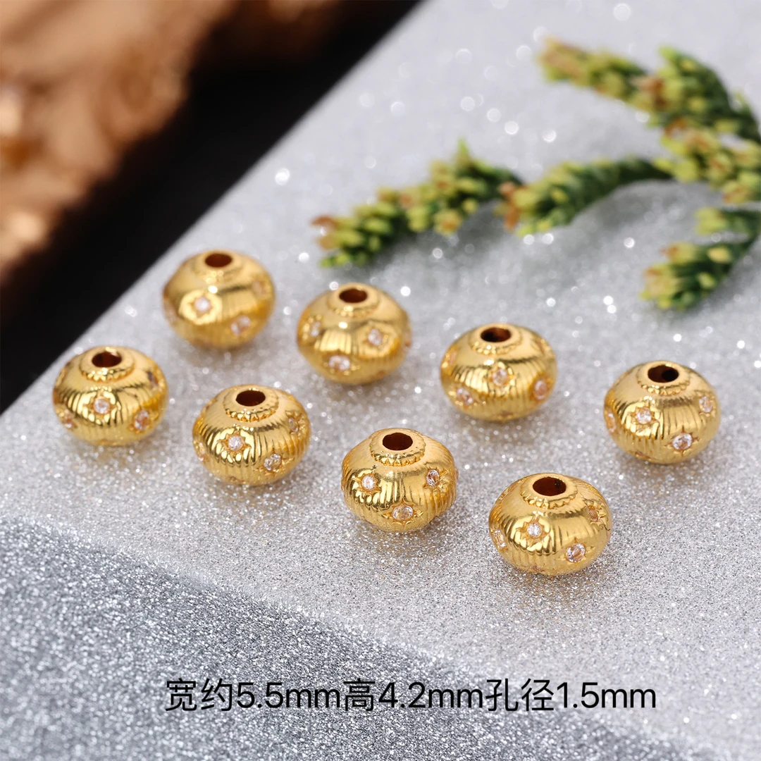 【来福工厂】18k金约6mm拉丝八芒星爆闪路路通隔珠编绳珠串配饰配件