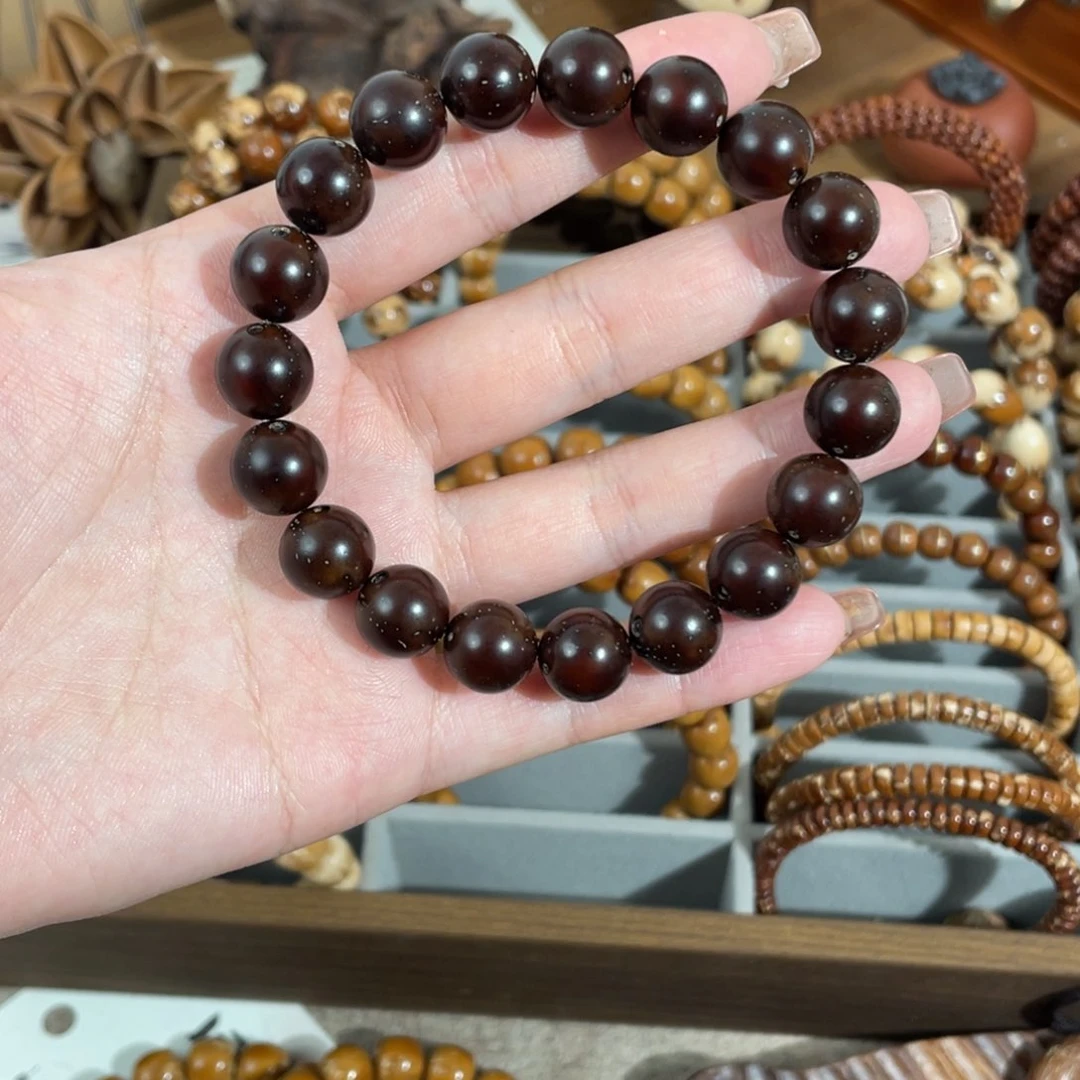 紫金鼠手串11.6网红黑金半实心圆珠