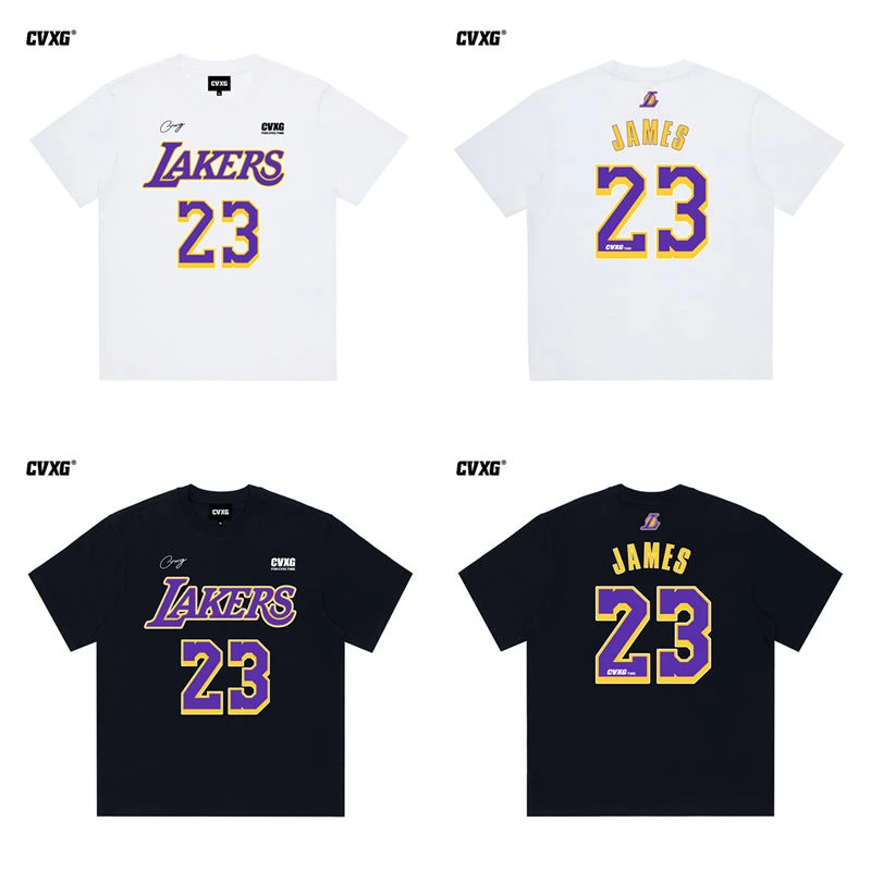 CVXG美式商店（湖人詹姆斯）美式纯棉球星T恤短袖上衣男女新款烫画