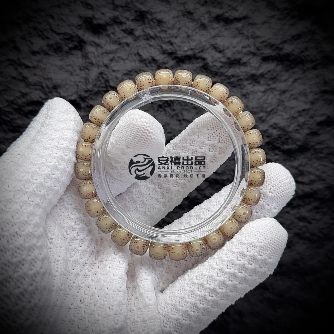 全玉化星月菩提手串8*7一线天留白细星