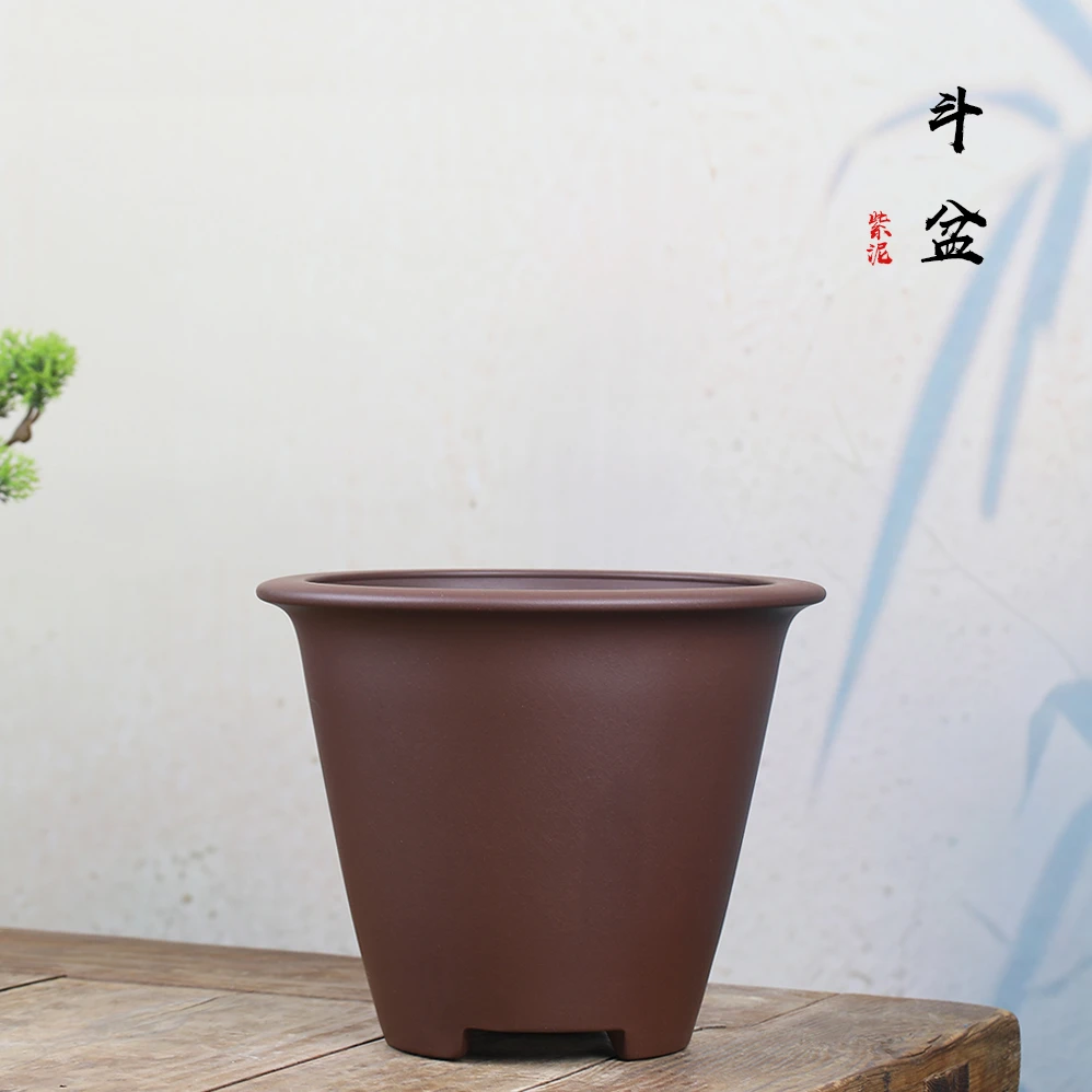 韩永钢高温紫砂花盆原矿紫泥斗盆绿植园艺摆设