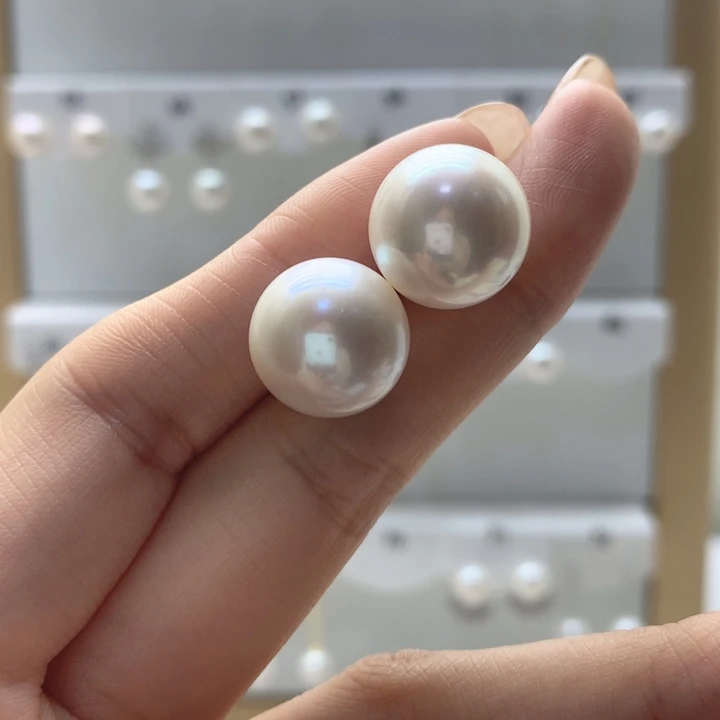 淡水珍珠耳饰银S925镶嵌