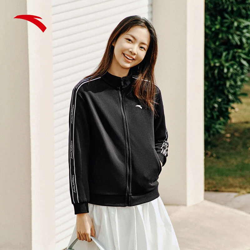 ANTA/安踏针织运动外套女款春季新款立领卫衣运动服户外休闲上衣