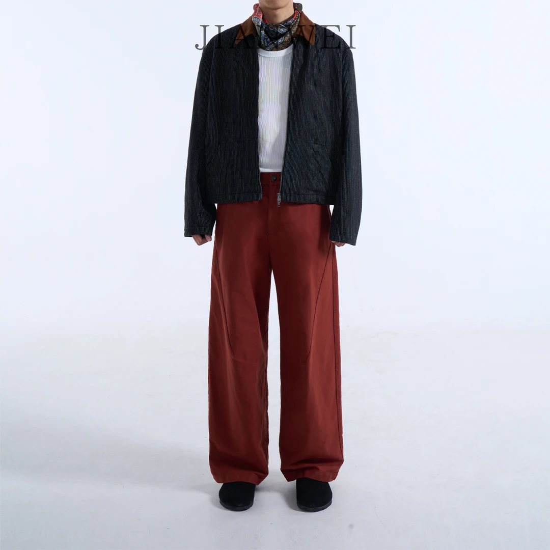 JIANWEI原创设计款宽松型透气阔腿裤厚长裤男士休闲裤冬厚款