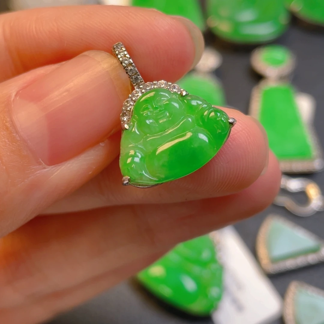 翡翠银S925镶嵌吊坠(不含链)