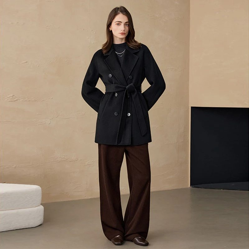 合盈 晨曦 100%羊绒大衣14μm纯羊绒双面呢大衣秋冬季新款宽松外套