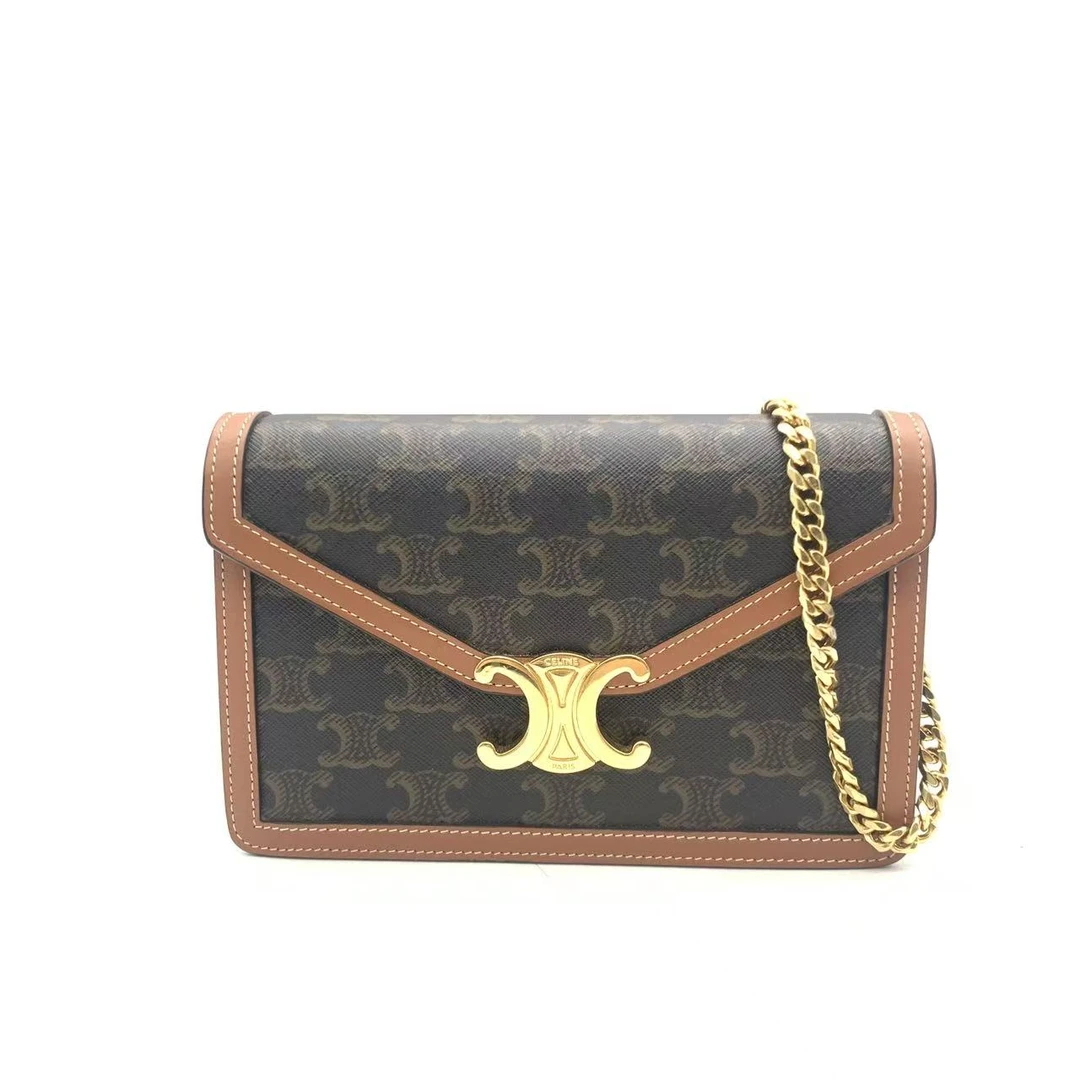 99新 Celine/思琳 【安则专属】棕色凯旋门woc链条包
