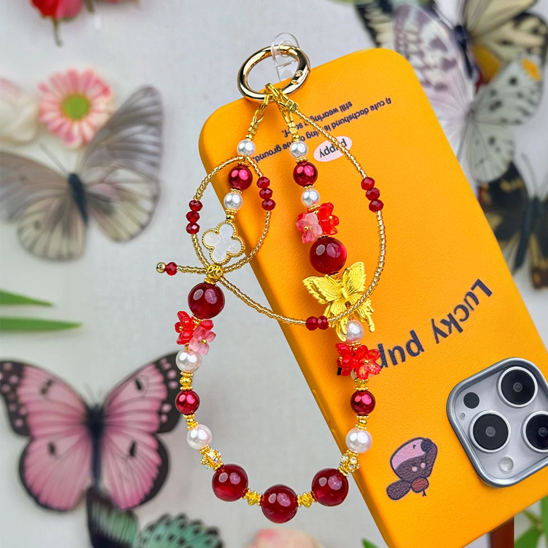 【直播】个性小众手机链diy手工串珠防丢防摔手机挂绳仙系辣妹可爱