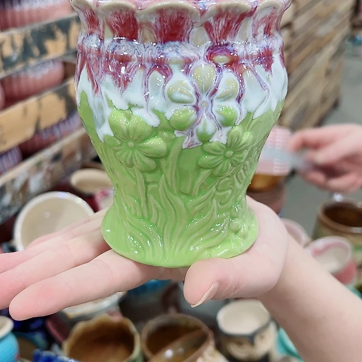 有孔.凑满10元发货多肉陶瓷花盆！