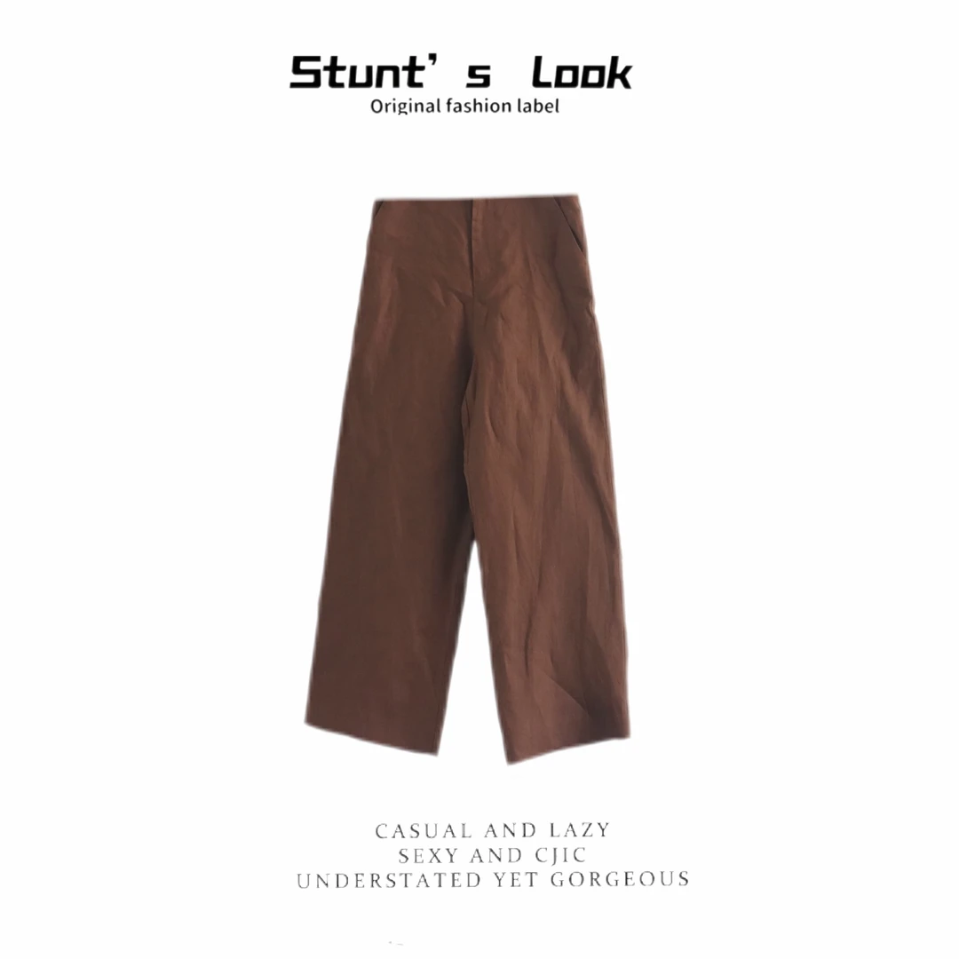 100雨露麻 夏季轻奢百搭复古休闲九分裤麻裤1531-b