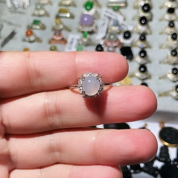 翡翠戒指银S925镶嵌