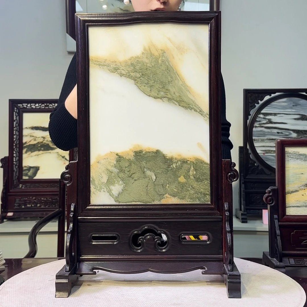 石材天然大理石画屏风35×53