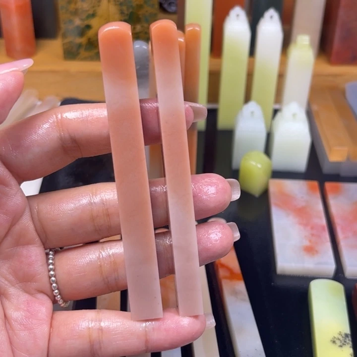 阡***)青田石印石老挝石牙签×2