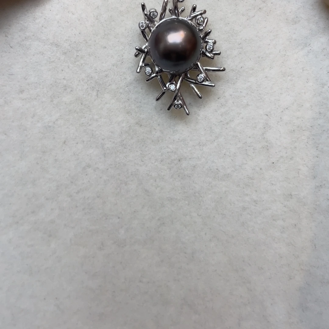 银S925镶嵌海水珍珠吊坠(不含链)