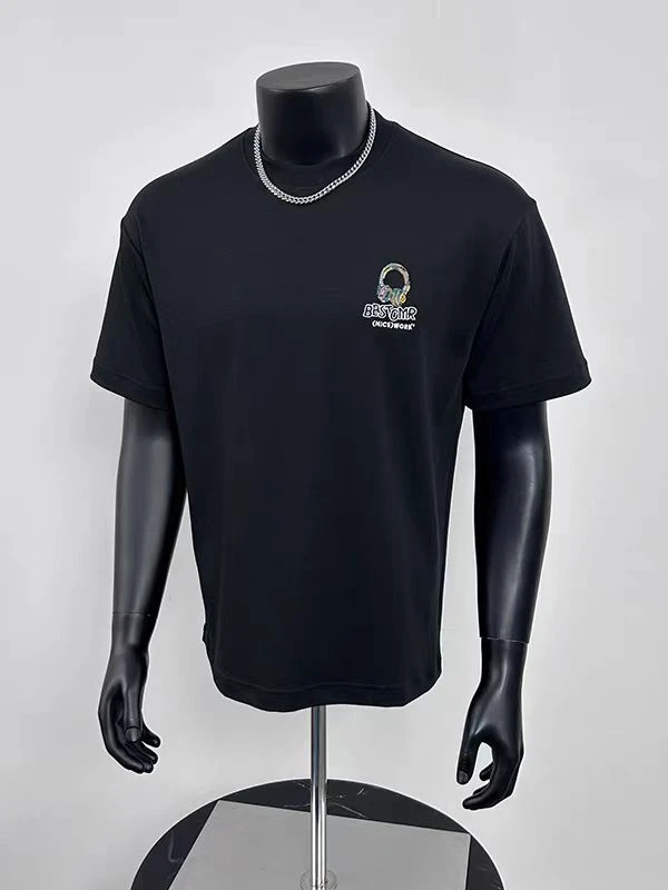 运动时尚休闲夏季黑色半袖印花圆领1821#