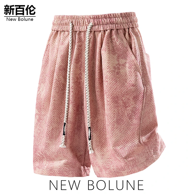 新百伦/NEW BOLUNE扎染短裤男2025新款冰丝运动休闲宽松五分裤子