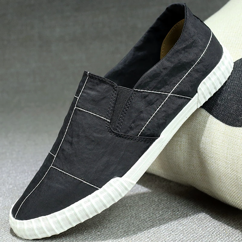 男士帆布鞋春夏季透气男鞋2025新款一脚蹬懒人开车休闲老北京布鞋