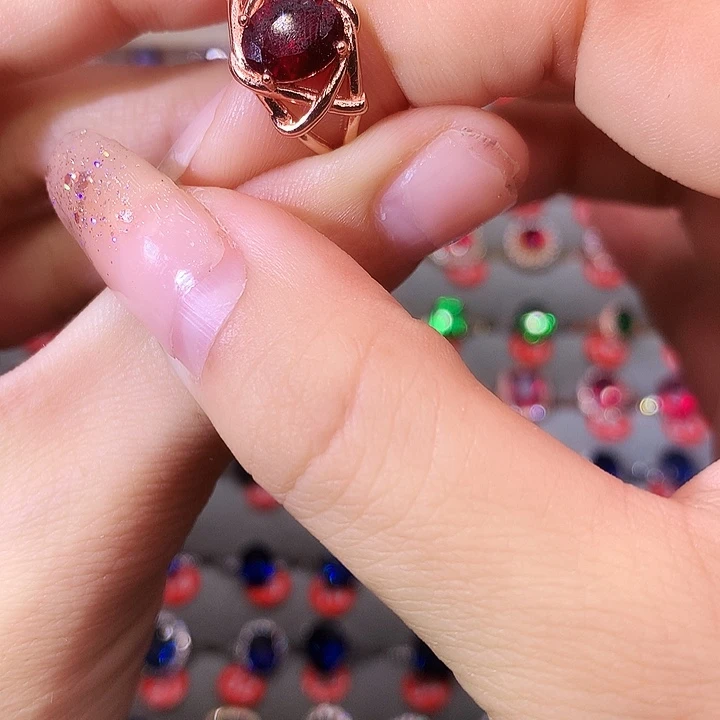 红宝石戒指银S925镶嵌