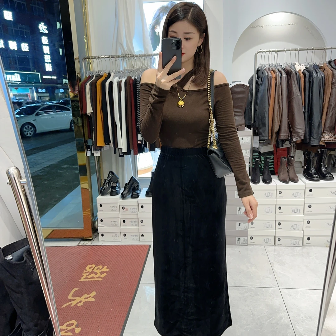 露肩锁骨小心机打底衫