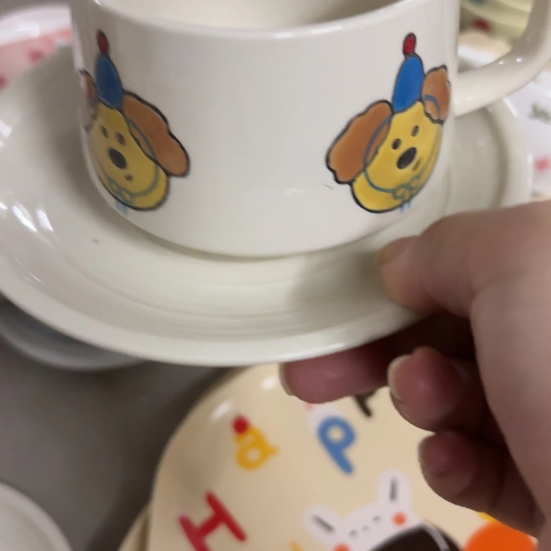 搪瓷正品小狗杯碟